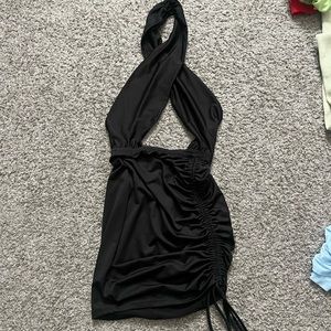 Fashion Nova- Always Out Ruched Mini Dress / black / XS